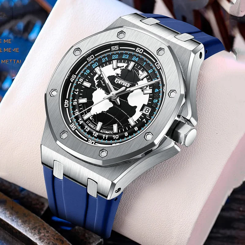 

Kinyued Top Brand Men Automatic Mechanical Watches Waterproof Causal Sport Silicone Strap Limunous Hand Watch Relogio Masculino