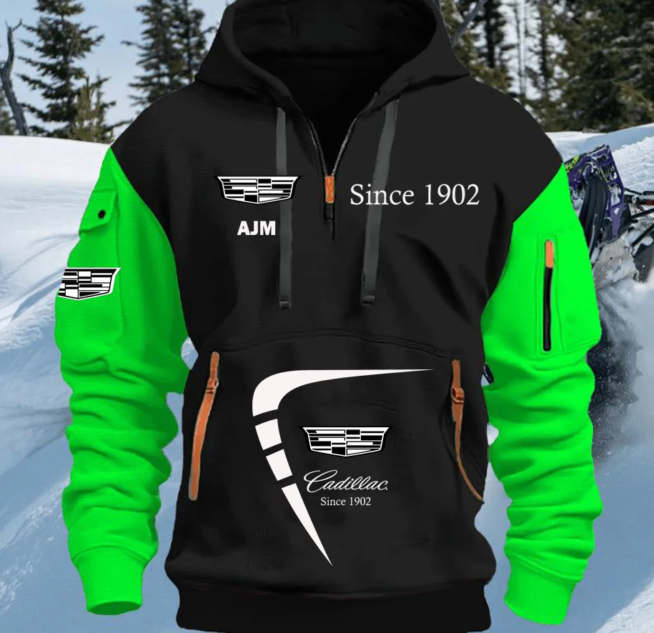 

New Cadillac hooded pullover sweatshirt strap multi-color warm casual wear with pocket warm versatile