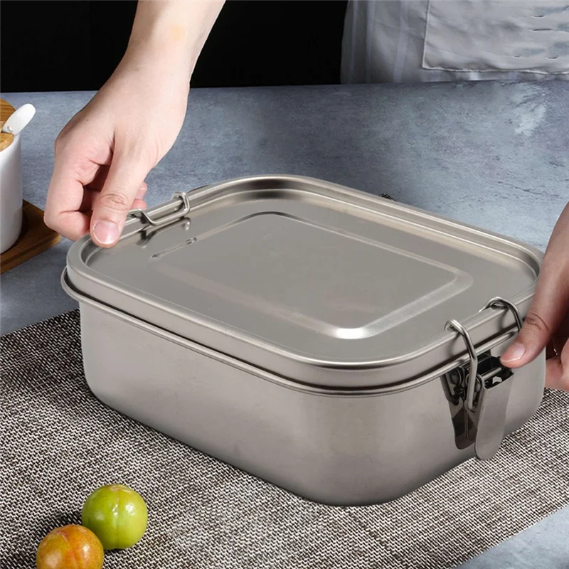 AB45 4X Stainless Steel Lunch Food Container With Lock Clips And Leakproof Design, 800ML Bento Boxes Lunch Container