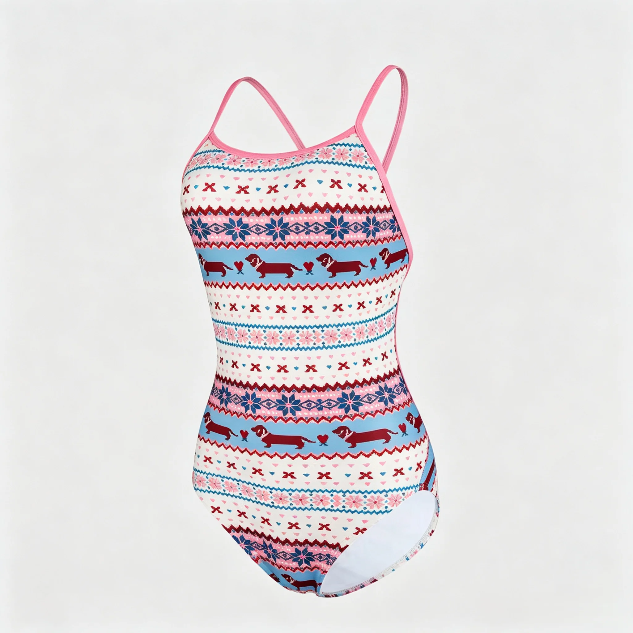 Professional Speed Swimming Suit Women's Sport Training One-Piece Swimsuit High Elasticity Quick Dry No Sleeve round Neck Print