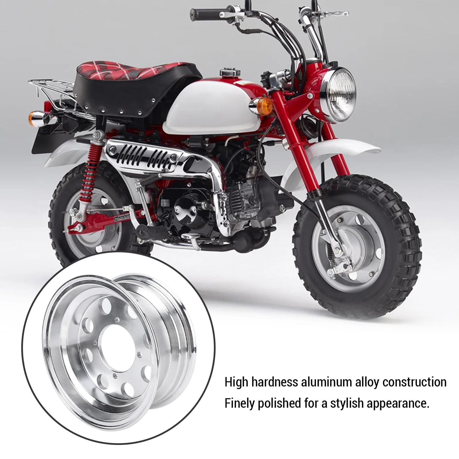 3.50-8 8 بوصة دراجة نارية العجلات الخلفية حافة غرامة تلميع سبائك الألومنيوم محور عجلات للدراجة القرد Z50 Z50R Z50J