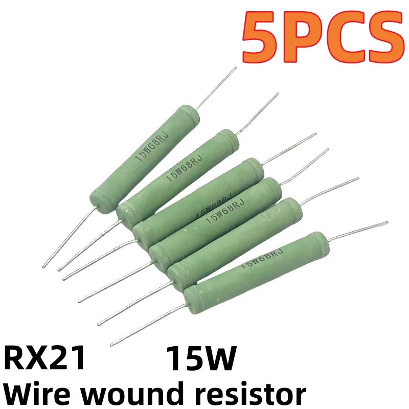 5PCS RX21 wire wound resistor 15W 5% 1R 2 3.9 4.7 5 5.1 10R 12 15R 20R 47R 50R 68R 100 ohms 1K 10K 33K