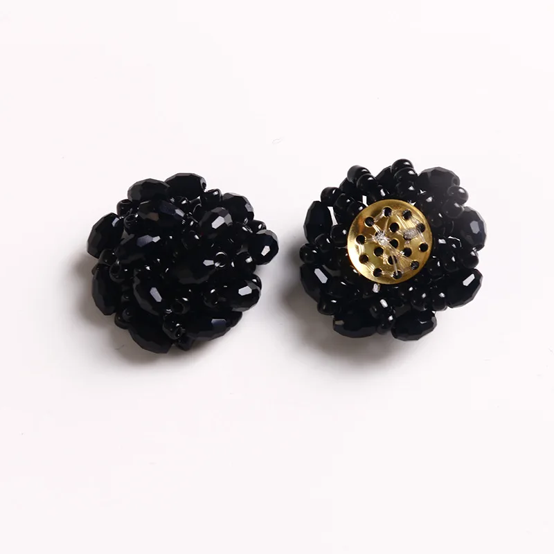 2pcs Retro dark personality pure black flowers DIY hand-woven beaded charms for jewelry making earrings supplies