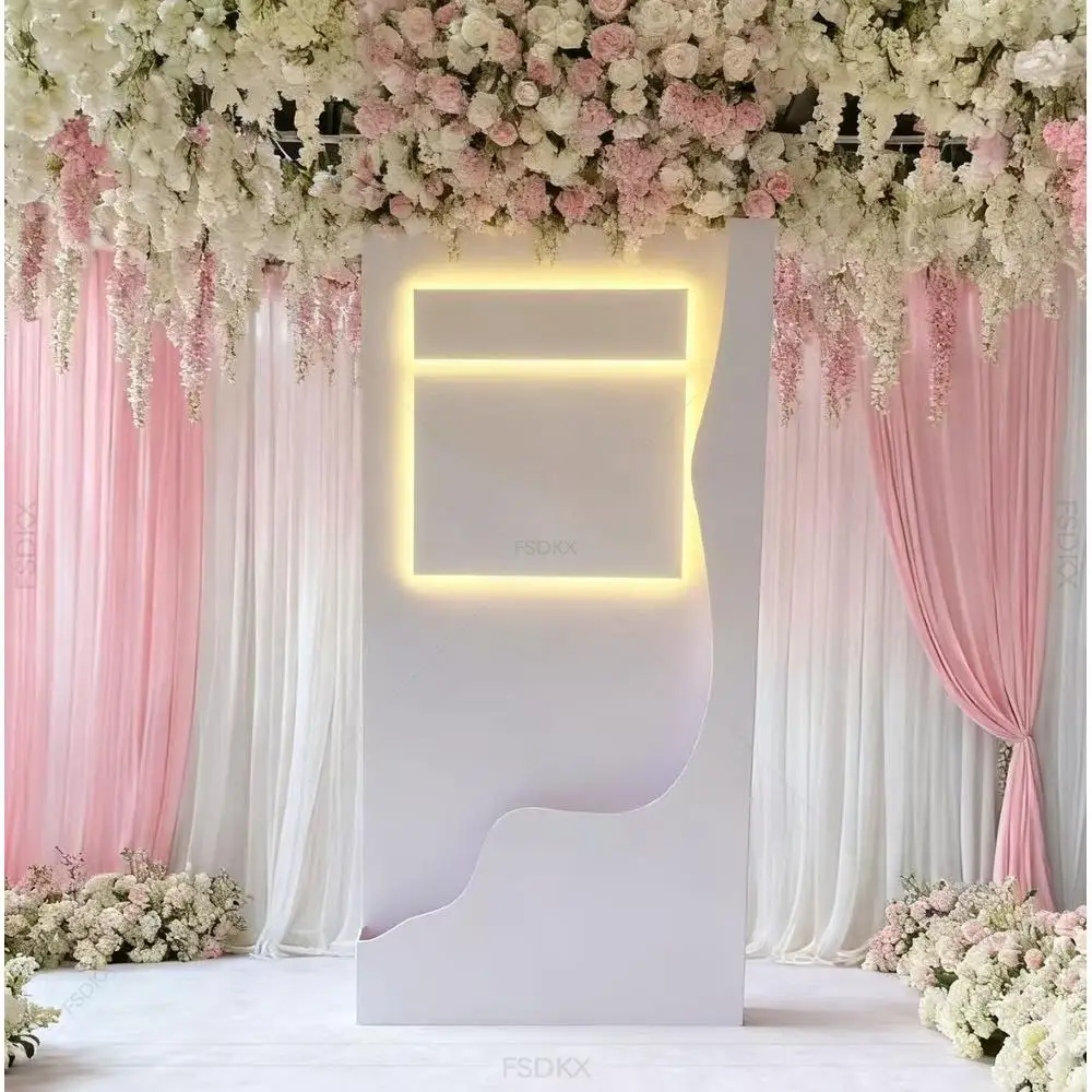 

FSDKX Hot Sale White Wedding Centerpiece Flower Board Welcome Board Sign Backdrop for Event Decoration