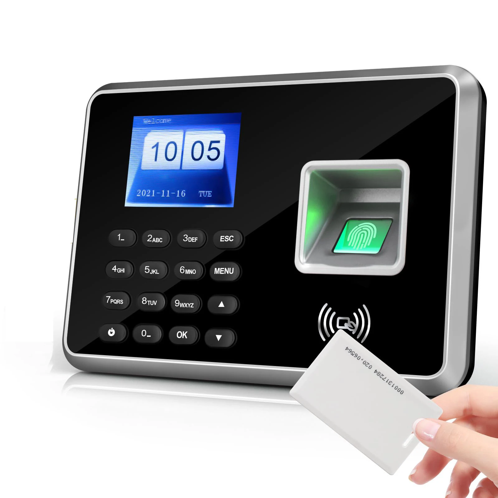 

July005 A2 Punch Fingerprint and ID Card Time Clock Time Tracker Machine for Employees of Small Business