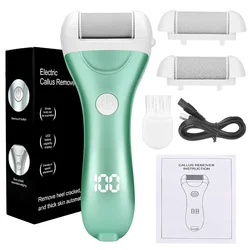 Arquivo de pé elétrico para pedicure, display de energia recarregável usb, 3 peças de cabeças de substituição para esfoliante de moagem para removedor de calos de calcanhar