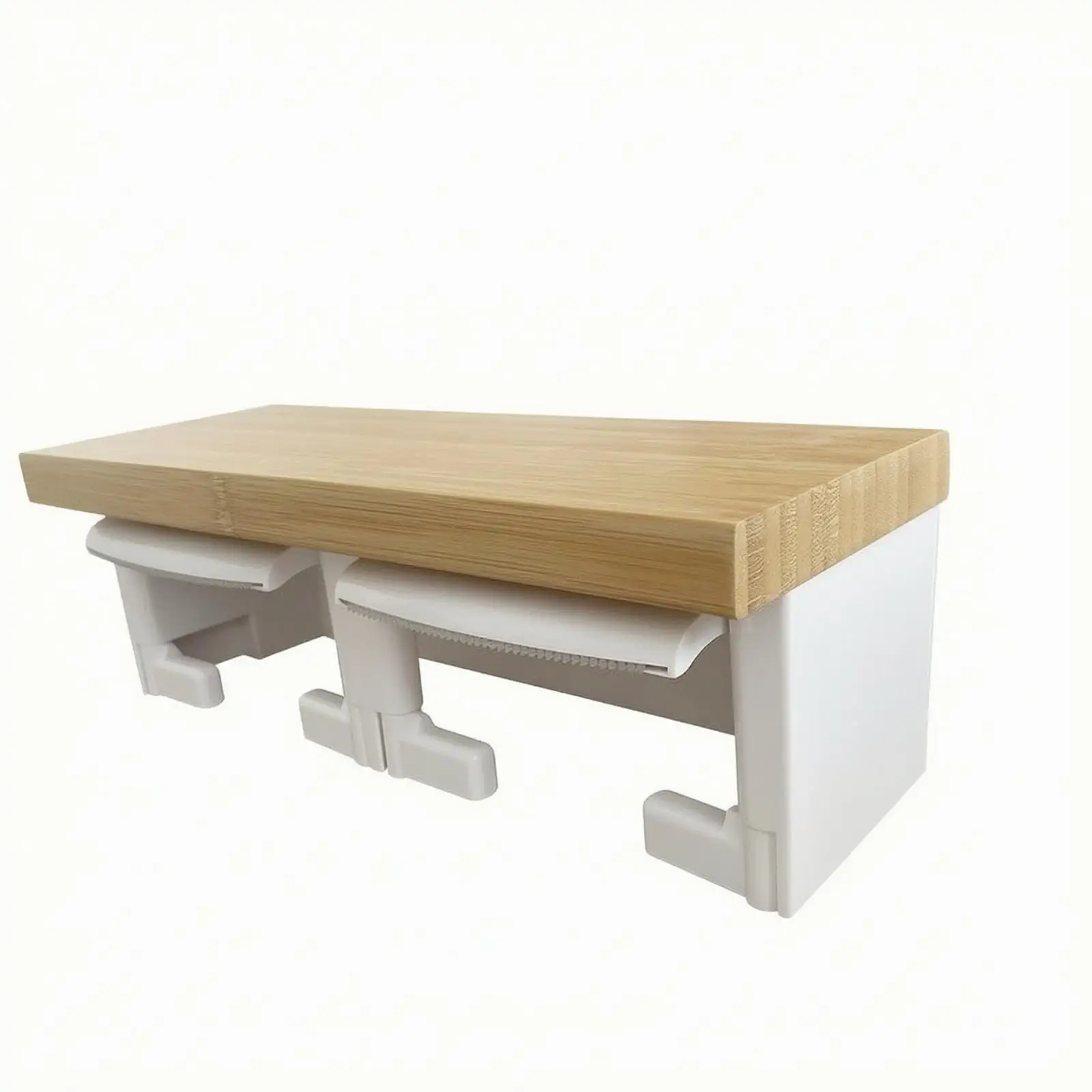 Bamboo Toilet Roll Holder with Shelf and Lower Hooks Wall Mounted Double Tissue Paper Dispenser for Guest Bathroom