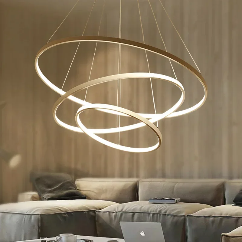 

Modern Circle Rings Led Pendant Light Luxury Hanging Lamp Aluminum Chandelier Dining Living Room Kitchen Fixture Indoor Lighting