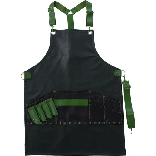 Medusa Forma Leather Shoulder Master Chef-Barista-Cook-Barber-Tattoo-Waiter Bib Green