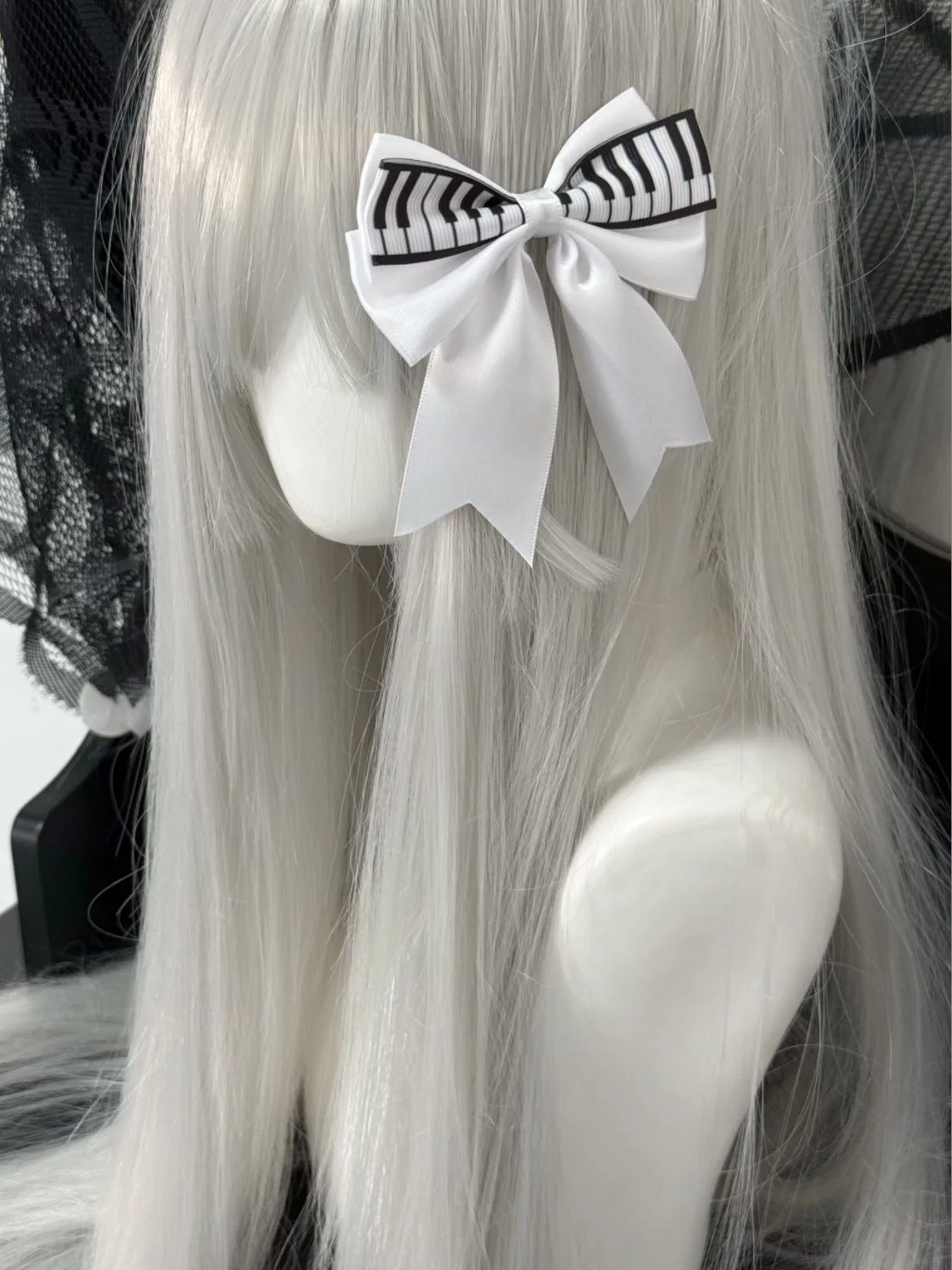 Piano Key Bow Hairpin Hair Clip Retro Girl Side Duckbill Clip Hair Accessory Black White Vintage Bowknot Side Hairpin Cute Girl