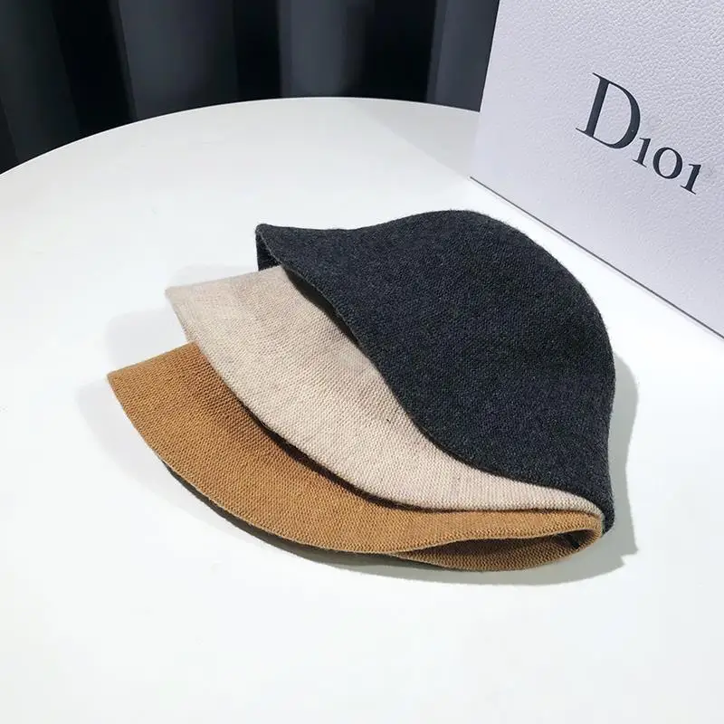 2022  Autumn winter dome wool warm knitted Bucket Hat Women fashion simple black woolen yarn basin cap Vintage weave casual hat