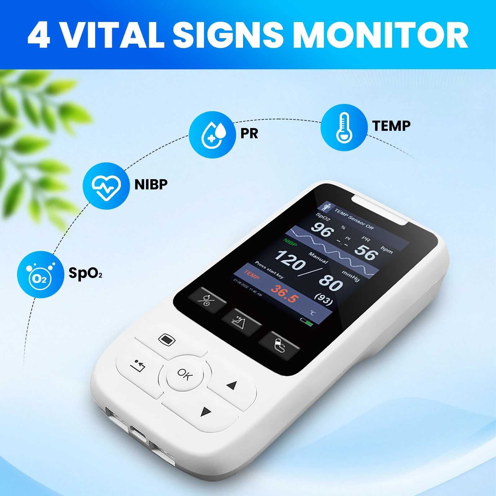 Portable Vital Signs Monitor Hospital Clinical Multiparameter Rate Patient Monitor SPO2 PR NIBP TEMP Human Nursing Equipment