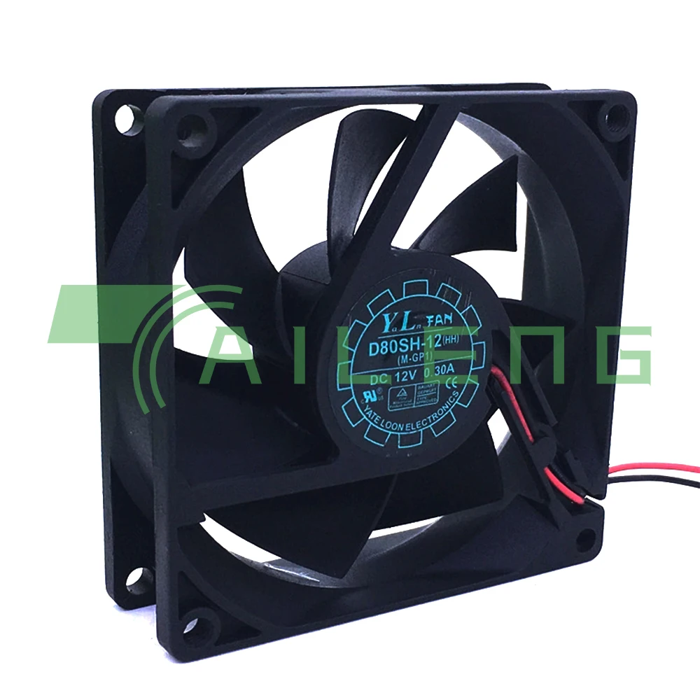جديد الأصلي D80SH-12 8025 12 فولت 0.30A 8 سنتيمتر 2-pin ارتفاع حجم الهواء الهيكل مروحة التبريد الصامتة