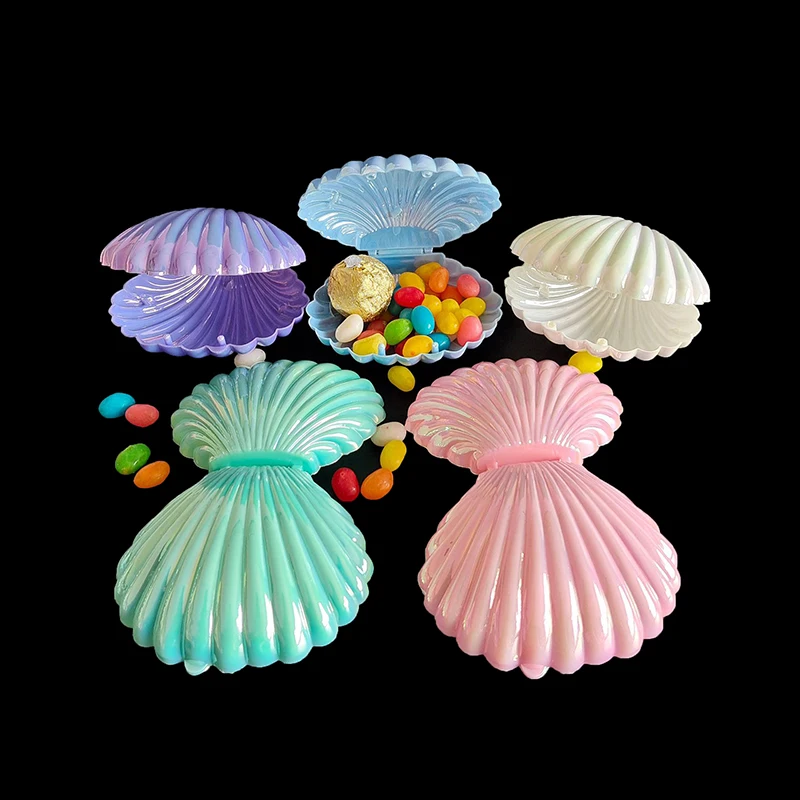 1Pc Cute Shell Plastic Candy Box MakeUp Jewelry Storage Boxes Wedding Birthday Baby Shower Gift Box Party Favor Decor