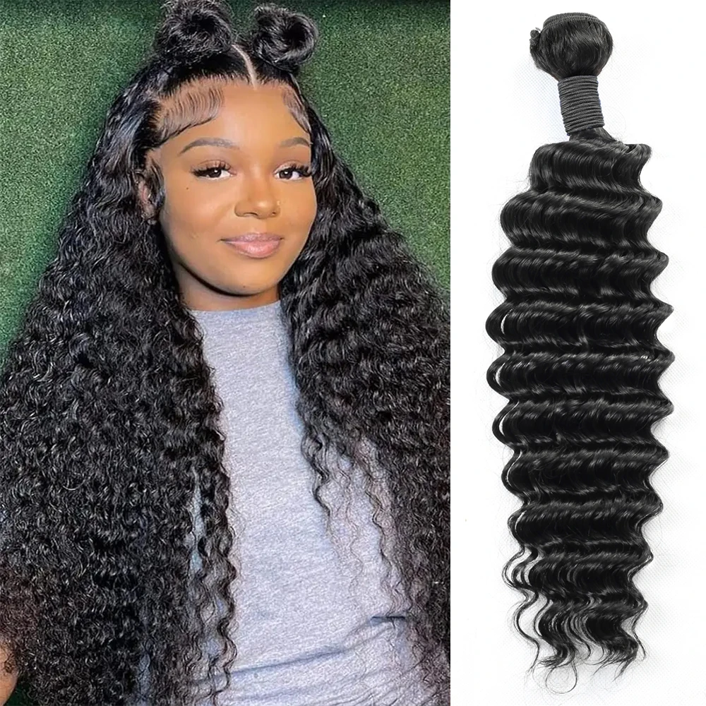 Deep Wave Bundles 26 30 Inches Bundles Brazilian Hair Natural Black Color 100% Human Hair Bundles Remy Hair Extensions For Women