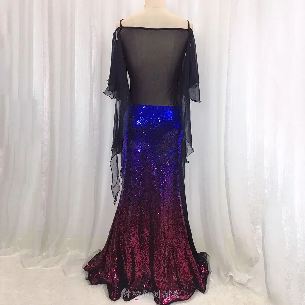 Costume de danse du ventre, costume de Performance sur scène, jupe queue de poisson à paillettes, costume de Performance Sexy, robe de danse orientale haut de gamme, 2023