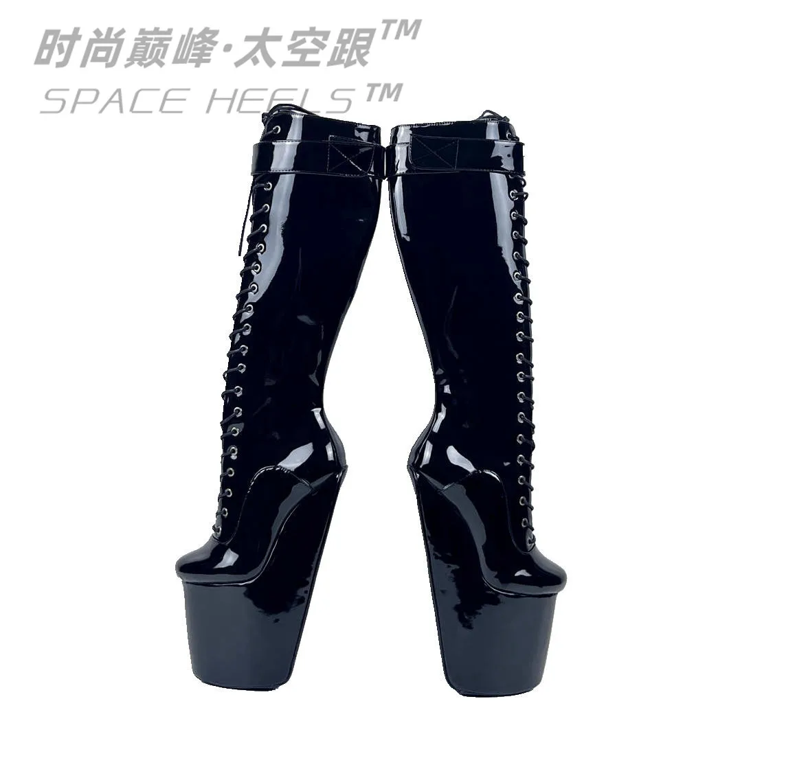 SeekMate 28. Fancy Donkey Feet Heel Less PU Knee Boots COSPLAY Large Knight Fashion Shoes