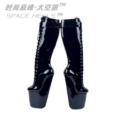 SeekMate 28. Fancy Donkey Feet Heel Less PU Knee Boots COSPLAY Large Knight Fashion Shoes