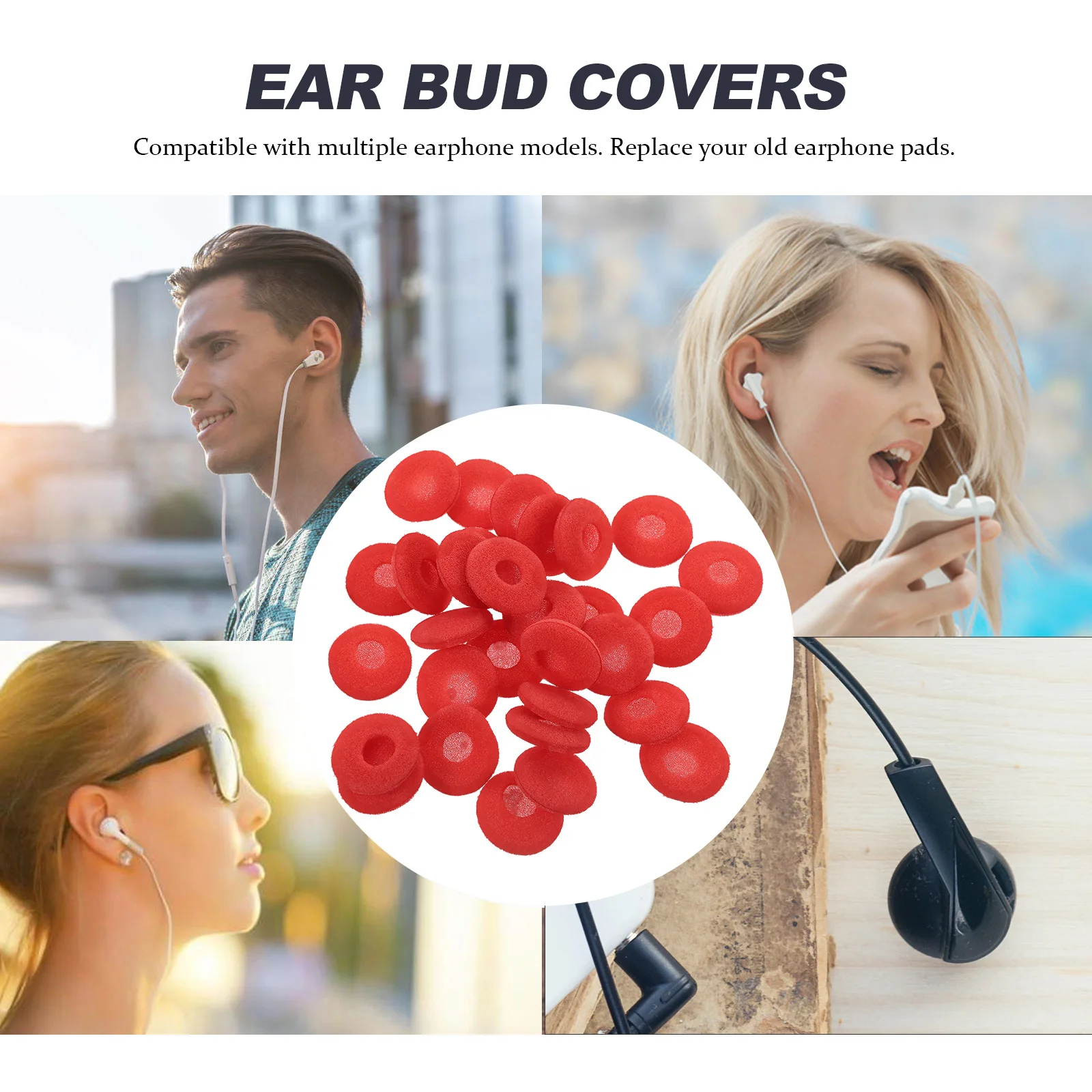 

50 Pcs Replacement Ear Tips Earplugs Buds Sponge Earphone Cover Elasticity Pads