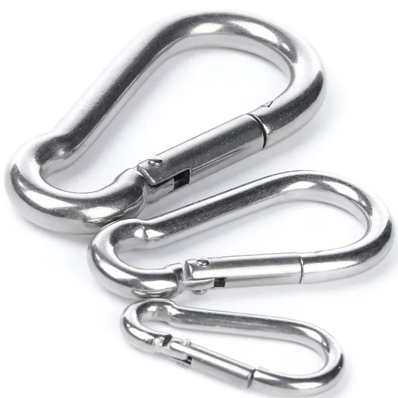 316 Stainless Steel Multifunctional Spring Snap M5 M6 M7 M8 M9 M10 M11 M12 Snap Hook with Eyelet Spring Buckle Key Ring 1PCS