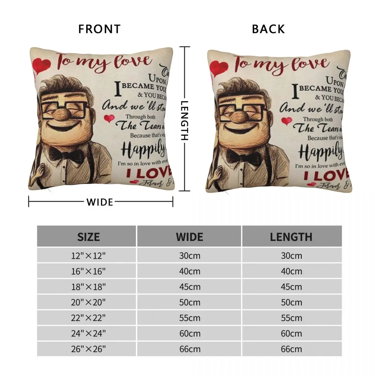 Carl And Ellie I Became Yours Square Pillowcase Polyester Linen Velvet Printed Decorative Throw Pillow Case Room Cushion Case