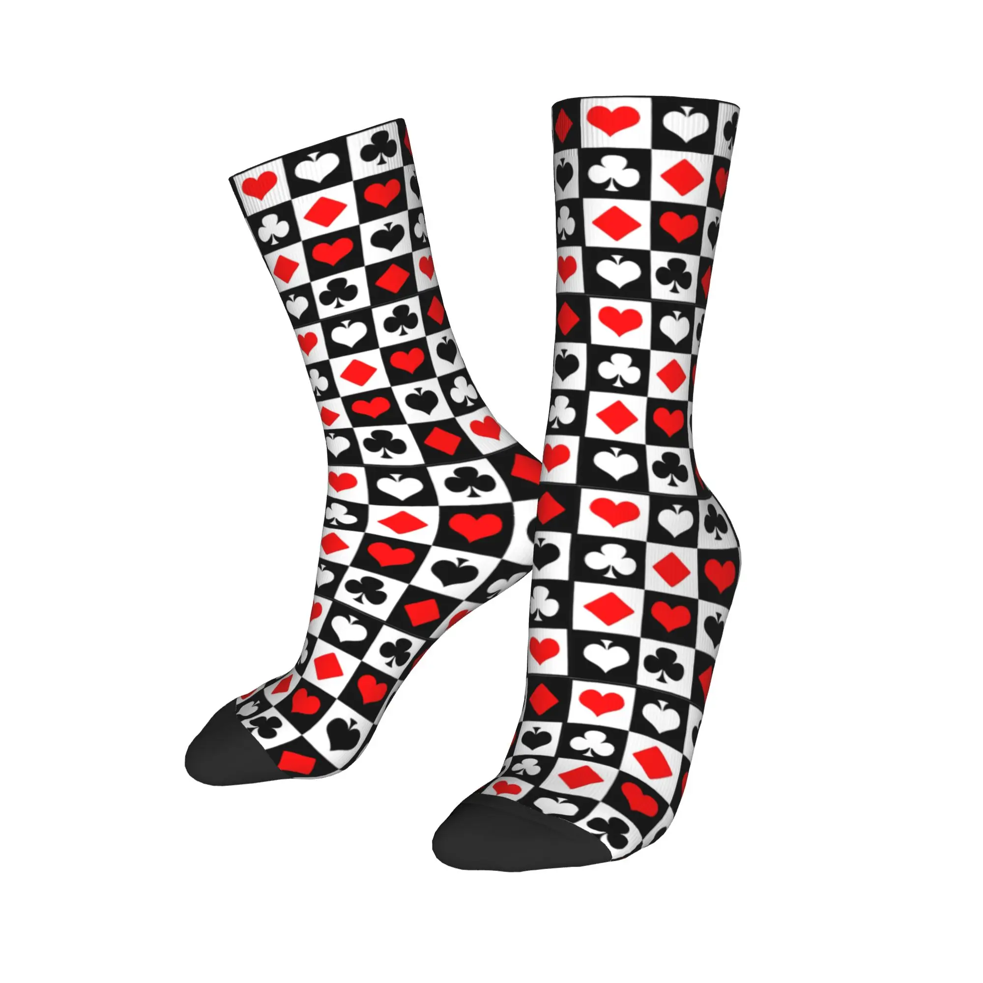 

Осенне-зимние носки унисекс с необычным дизайном в стиле покерной эстетики, с изображением карт, влагоотводящие, средней длины