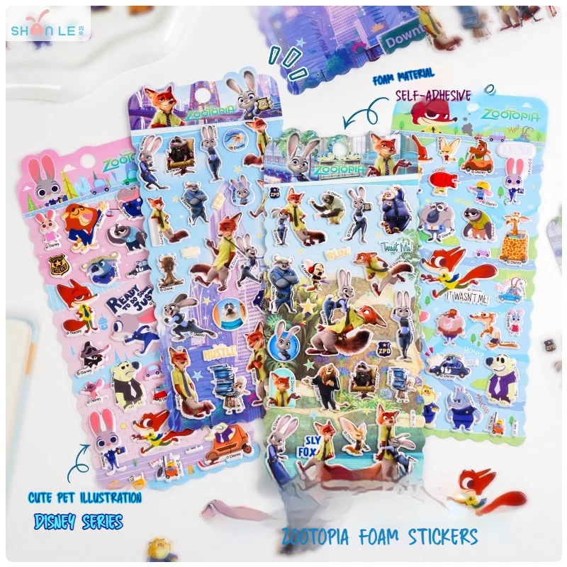 3D Zootopia 만화 주디 닉 스티커 어린이 수제 보상 스티커 휴대 전화 케이스 태블릿 장식 컵 스티커 선물