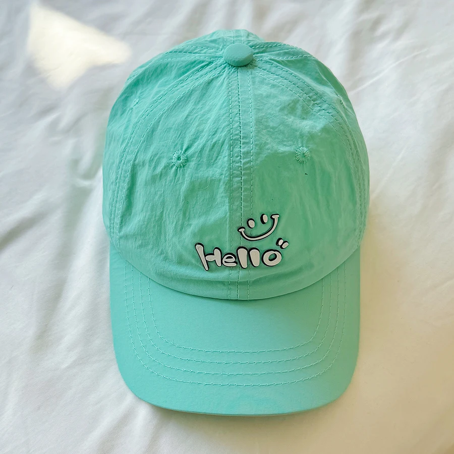 2025 NEW Kids Quick Dry Baseball Cap Girl Boy Summer Candy Color Hello Letter Snapback Hat Baby Outdoor Sun Protection 3-7 Years - Image 4