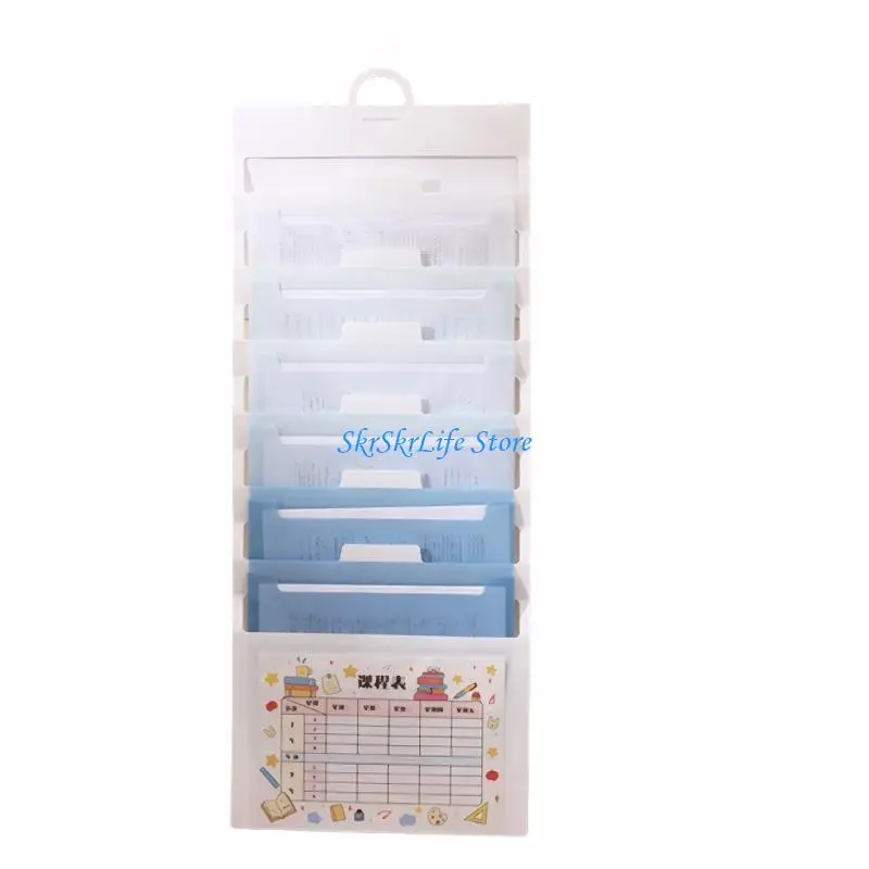 

E65E 6 Pocket Hanging File Bag Expandable Folder Expanding Document Bag for Office