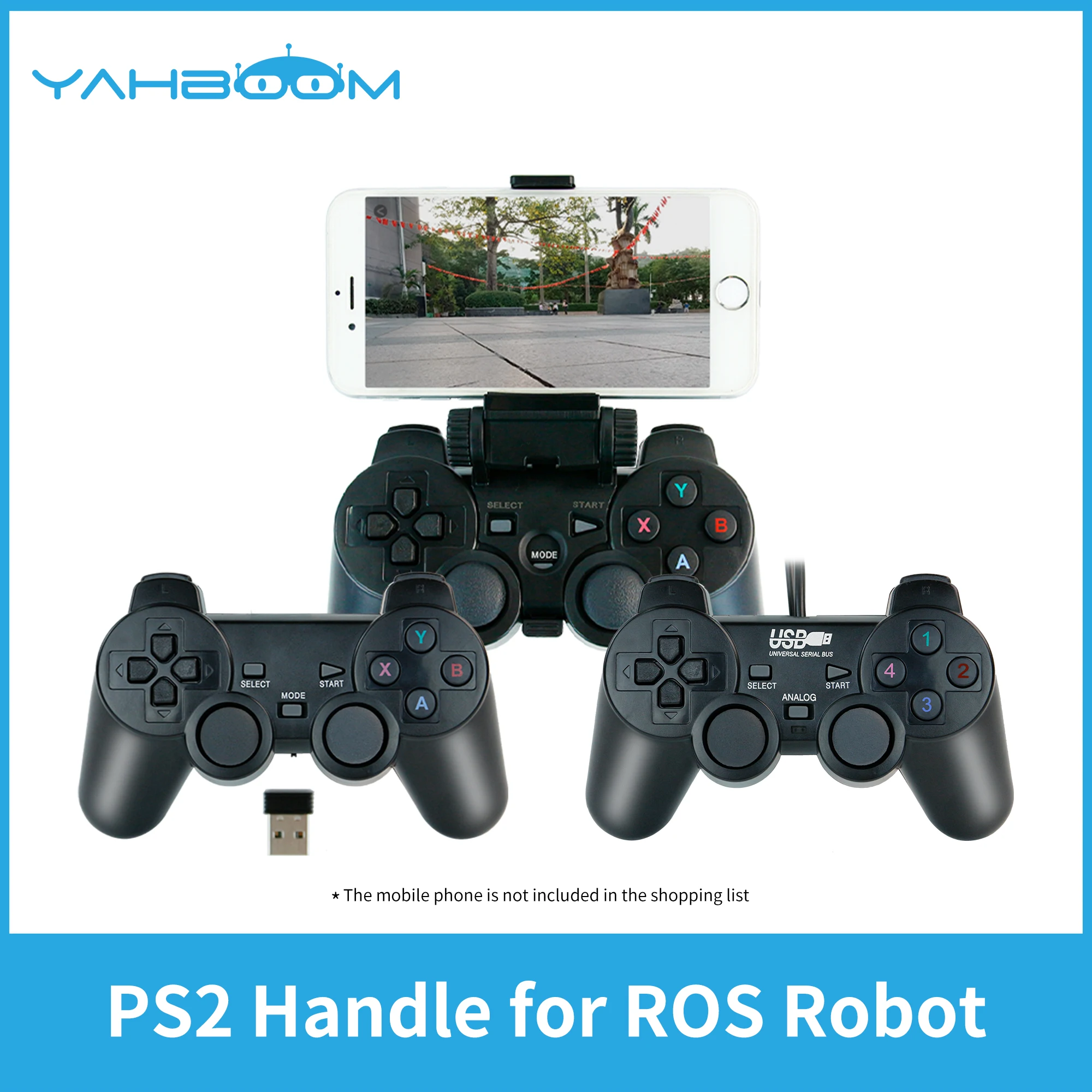 Yahboom PS2 Wired USB Wireless Game Controller Handle for ROS ROS2 Jetson Nano and Raspberry Pi Robots Kit Remote Control APP