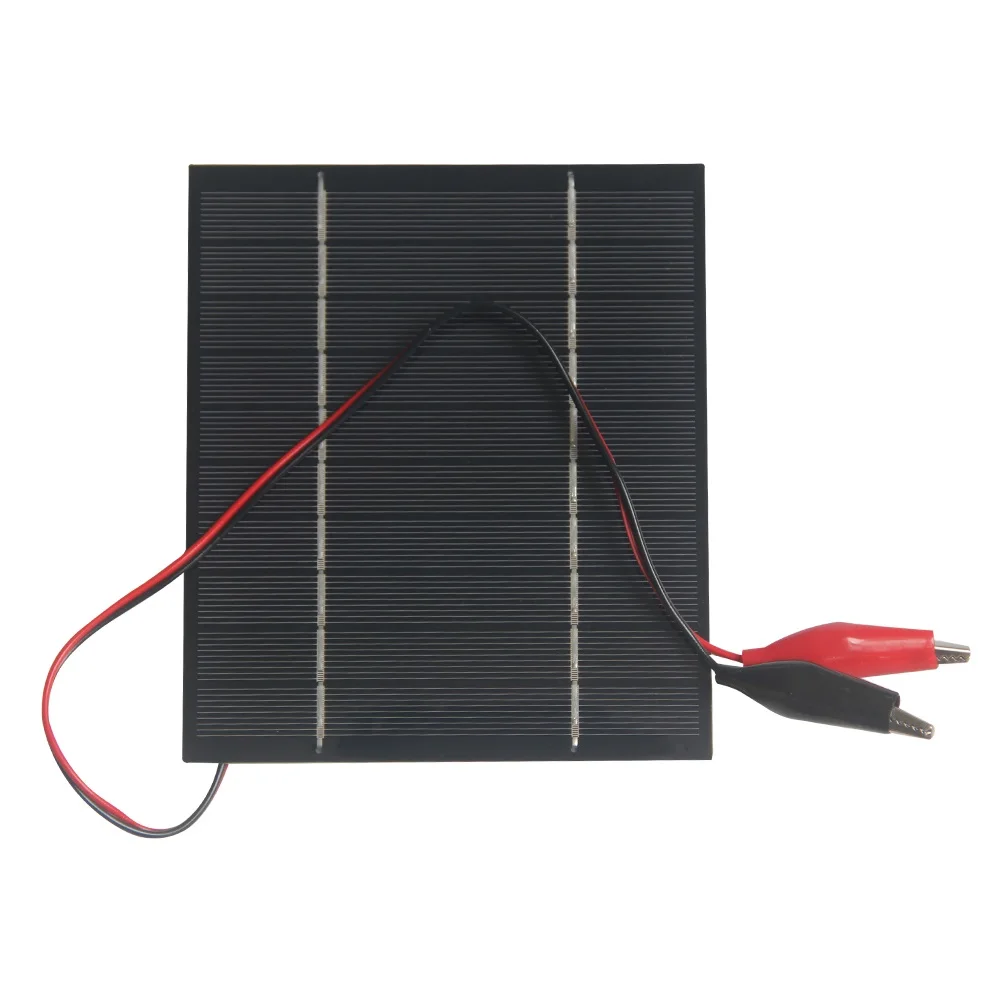 BUHESHUI 5V 5W ミニソーラーパネルセル + ワニクリップ 3.7V-5V バッテリーソーラー充電器 150*130MM