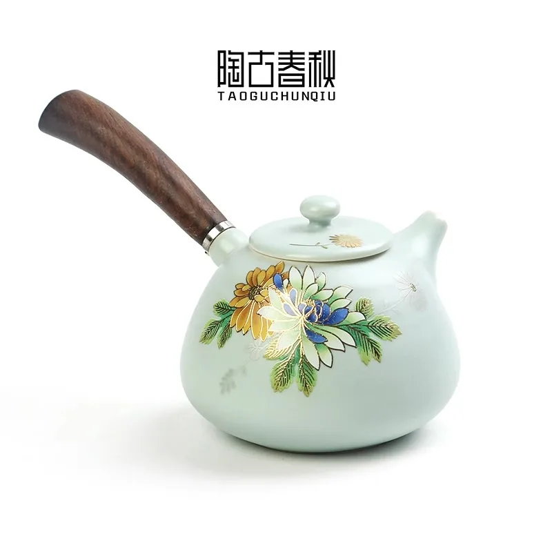 

Инновационный 3D чайник Pu Hua Ru в печи, чайник с фильтром, чайник с боковой ручкой, фарфоровый керамический чайник с треснувшим Ru