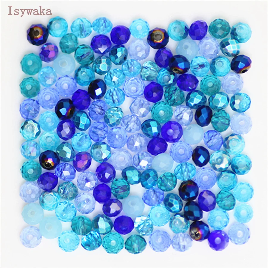 Isywaka White AB 3*4mm 125pcs Rondelle Austria faceted Crystal Glass Beads Loose Spacer Round Beads for Jewelry Making