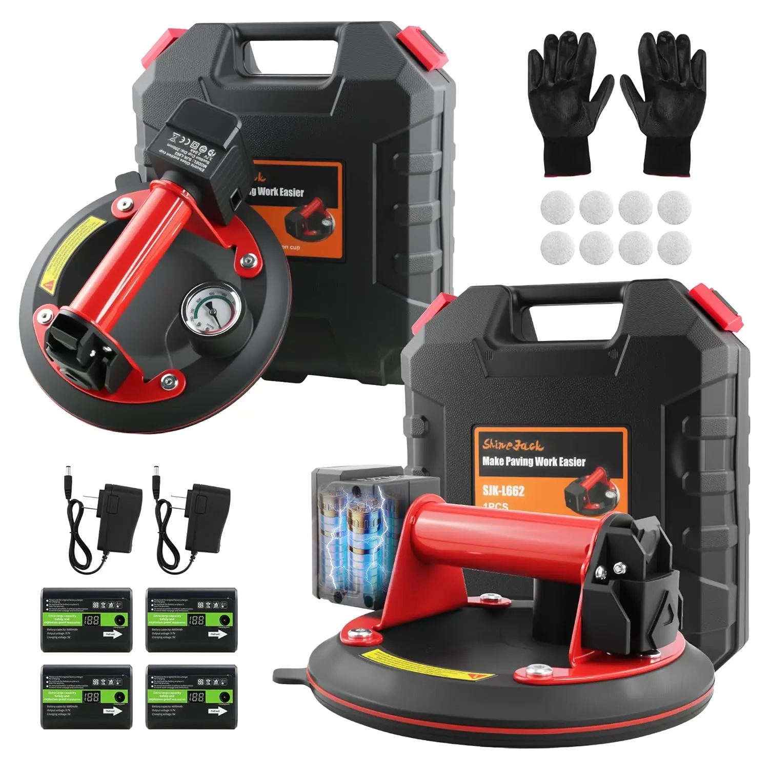 

Electric Vacuum Suction Cup, 440lbs Heavy Duty Lifter for Tiles and Windows, Cordless Automatic Grip (2PCS)