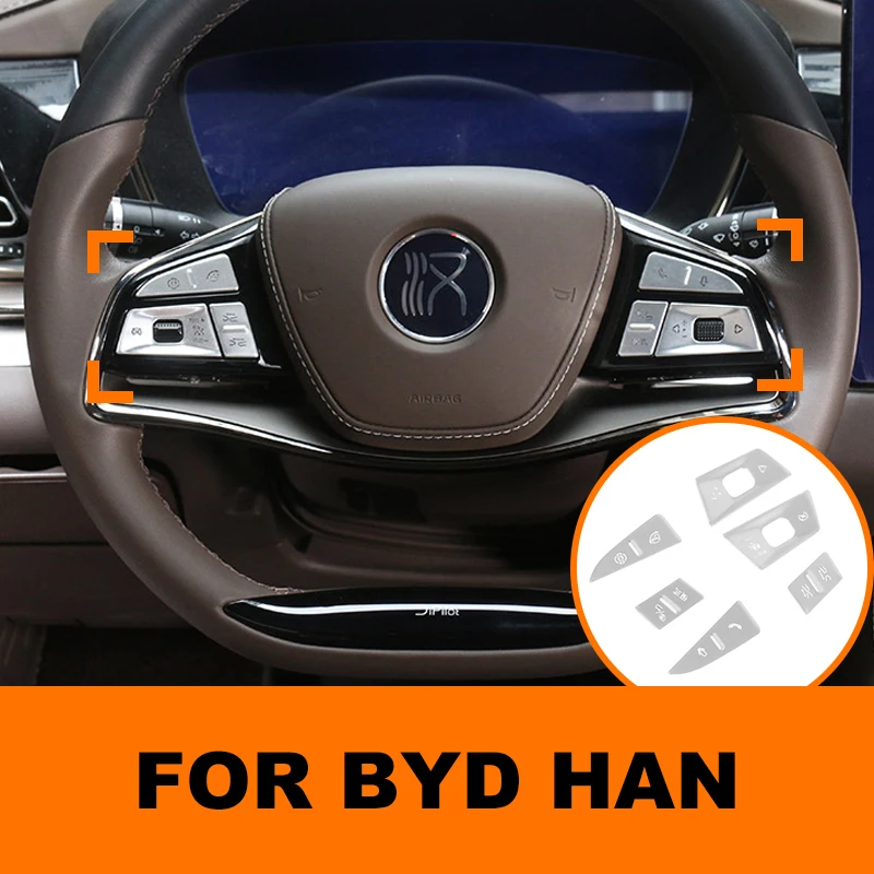 

Автомобильные аксессуары для Byd Han Ev/Dmi 2021 2022 2023 кнопки рулевого колеса из алюминиевого сплава декоративная наклейка отделка