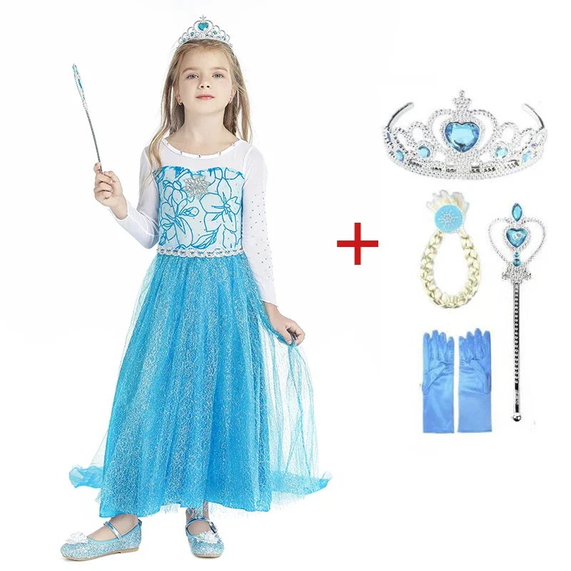 Elsa Girls Dress Princess Dresses Elza Teenagers Dresses For Kids Children Clothing Anna Elsa Party Snow Queen Cosplay Costumes