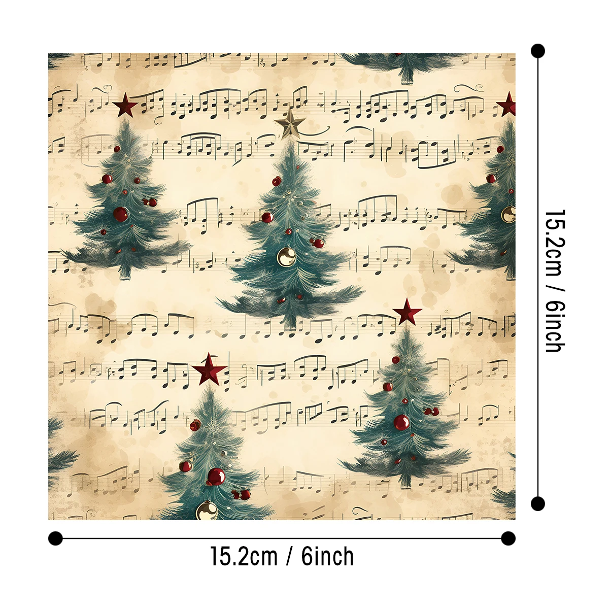 12pcs Vintage Christmas Scrapbook Paper With Hand-Drawn Sheet Music,For Junk Journals,Diy Holiday Memory Keep​ Decorative Paper