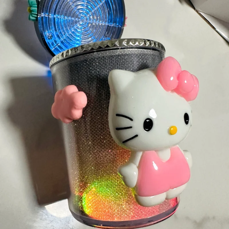 Kawaii Sanrio Hello Kitty Personality Led Light-Up Car Ashtray with Cover Cartoon Car Decoration for Men and Women Holiday Gift - view 5