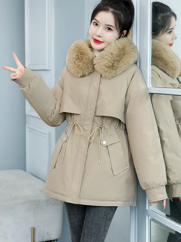 

Элегантная женская осенняя парка с регулируемыми швами, контрастным дизайном, винтажным стилем, высококачественная, средней длины, с меховым воротником, в горошек и полоску, светоотражающая