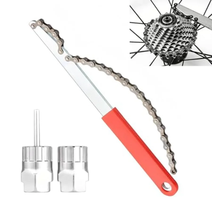 

1 Set Bike Freewheel Removal Tool, Bike Chain Whip with 2 Cassette Lockring Nut Kit, Portable Bicycle Rotor Lockring Removal Wr