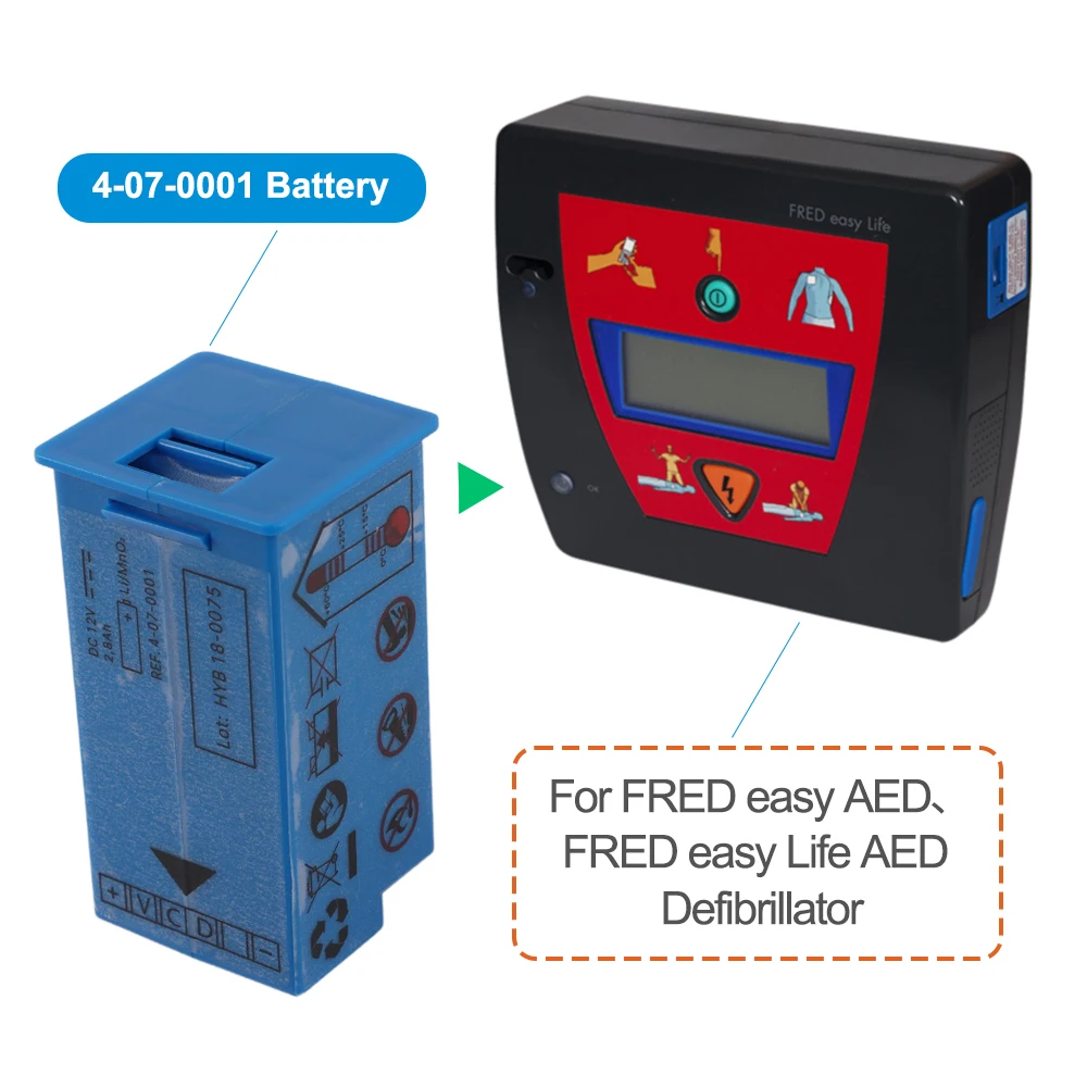12V 2,8Ah 4-07-0001 HYB 18-0075 Ersatzakku für FRED easy Life AED-Defibrillator HYB15-0040 FA12-06466 HYB-140-0023 – Detail 4