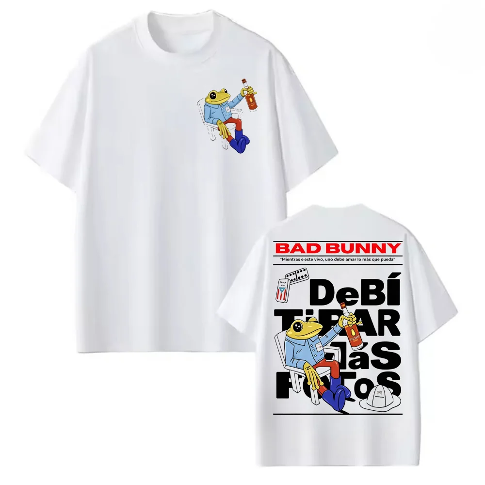 Rapper Bad Bunny T Shirt Women Debi Tirar Mas Fotos DTMF World Tour Short Sleeved Round Neck Y2k Tshirt  Clothing Mens T-Shirt