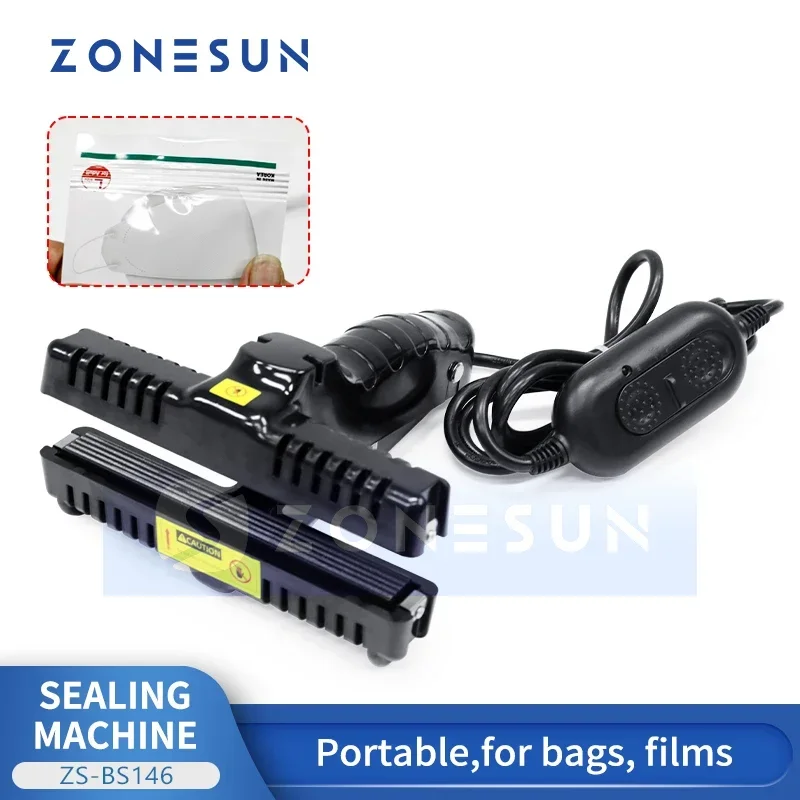 Zonesun ZS-BS146 Crimp Heat Sealer Handheld Bag Sealer Plastic Bag Heat Sealer Portable Bag Sealing Machine