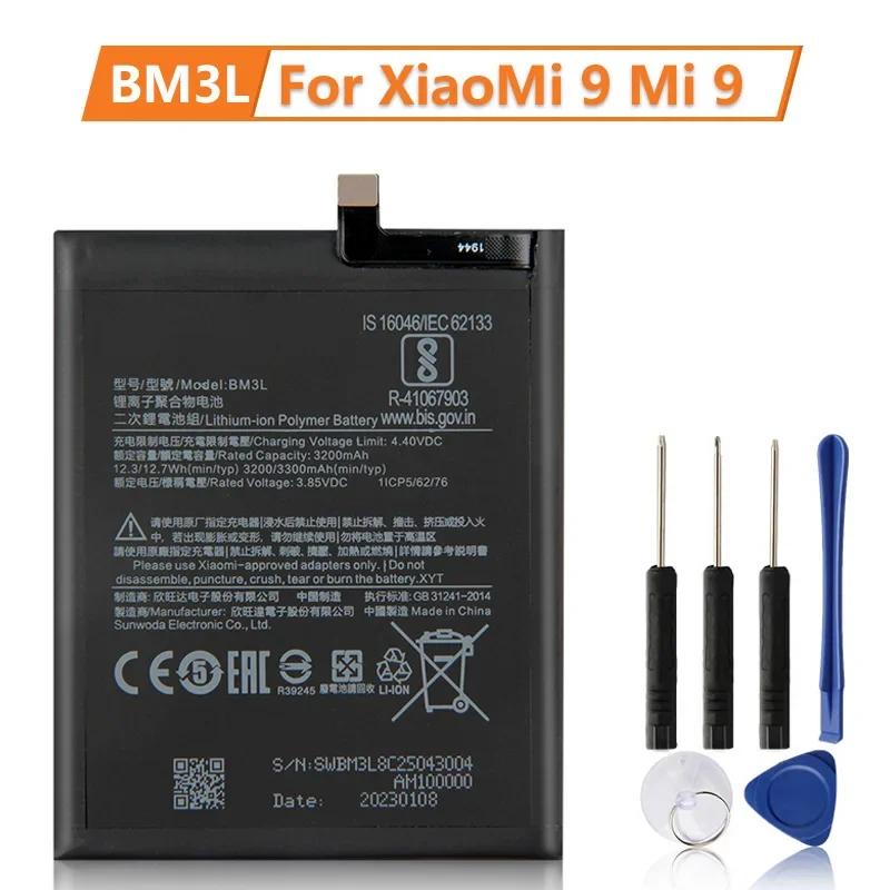 

New Replacement Battery BM3L For Xiaomi 9 MI9 M9 MI 9 100% New Phone Battery 3300mAh