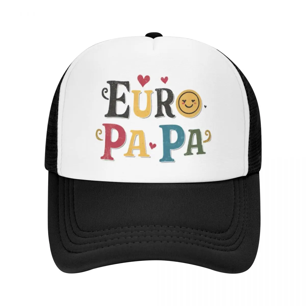 Europapa Artistic Lettering Sun Hearts Stylish Mesh Baseball Cap Womens High Qualiy Trucker Hat 2024 New Street Dance Hats