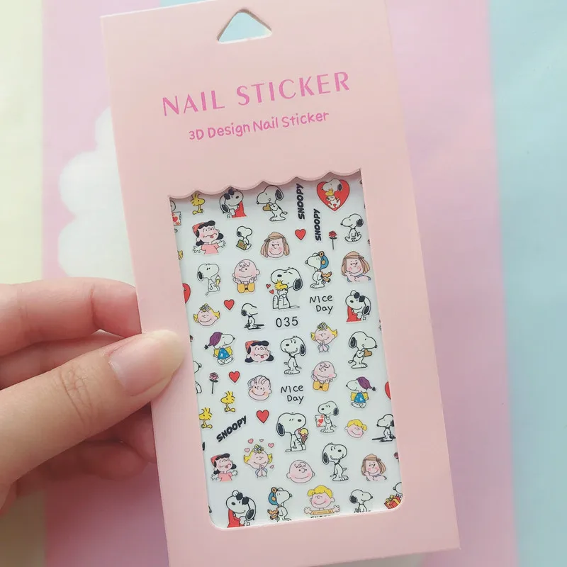 1PCS Hello Kitty 3D Nail Stickers Press on Nails Mickey Mouse Donald Duck Stitch Cartoon Stickers Nail Art Decoration