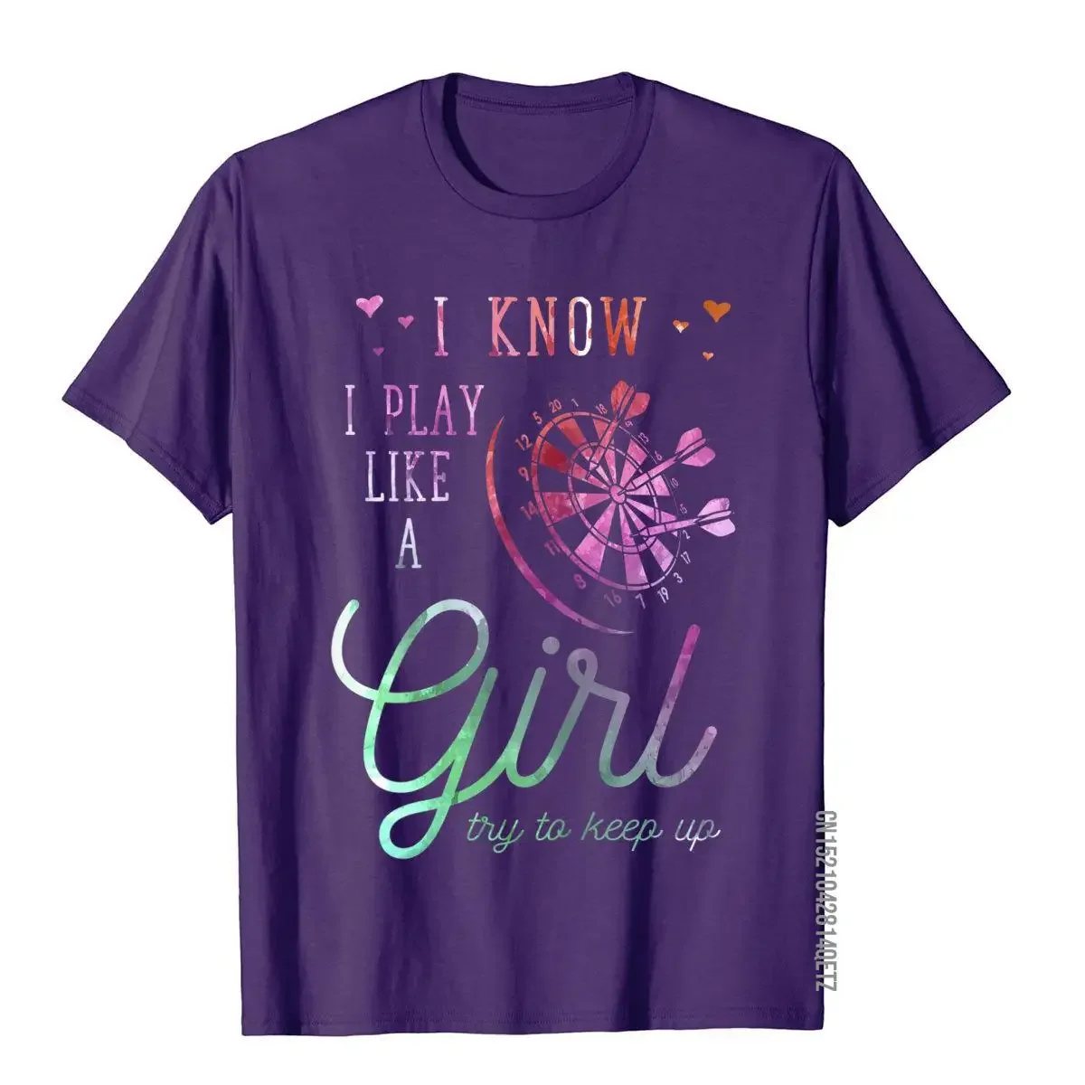 Darts Girl Cute Dart Lover Dartboard Woman T-Shirt Plain Group T Shirts Cotton Mens Tees Party