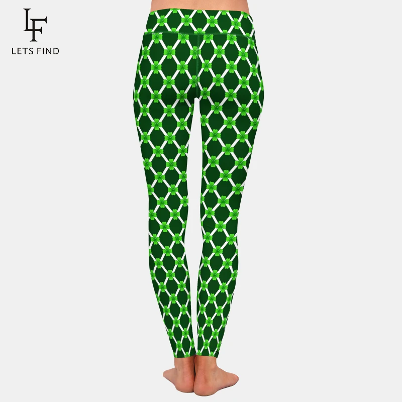 LETSFIND – legging de Fitness taille haute pour femmes, imprimé Shamrocks 3D, Slim, taille haute, élastique, nouvelle mode, 2021