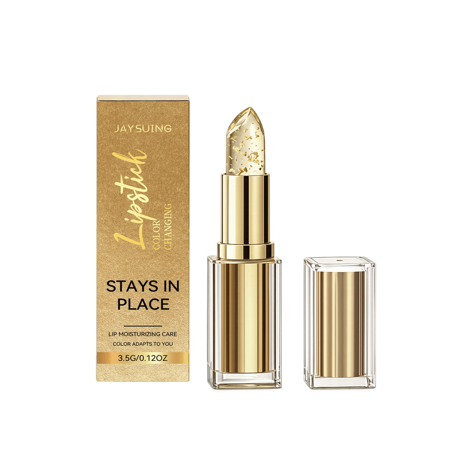 Gold Foil Color Changing Lipstick Fade Lip Line Relieve Dryness Non Greasy Waterproof Enhance Plumpness Moisturizing Lip Balm
