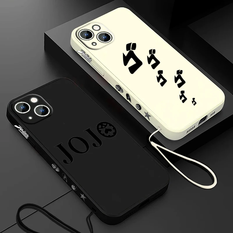 JoJo S Bizarre Adventure Logo Cassa Del Telefono Per Apple iPhone 15 14 13 12 11 Pro Max Plus 8 7 SE Liquido Corda Sinistra Capa copertura